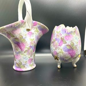 Vintage Formalities by Baum Bros. Ceramic Decor (2) pieces Gold rim